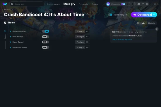 cheaty Crash Bandicoot 4: It's About Time zrzut ekranu