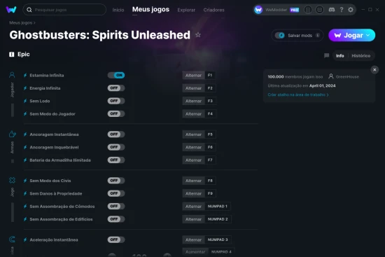 Captura de tela de cheats do Ghostbusters: Spirits Unleashed