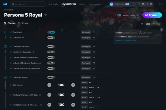 Persona 5 Royal hilelerin ekran görüntüsü