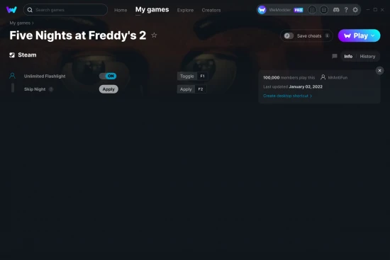 Five Nights at Freddy's 2 cheats screenshot