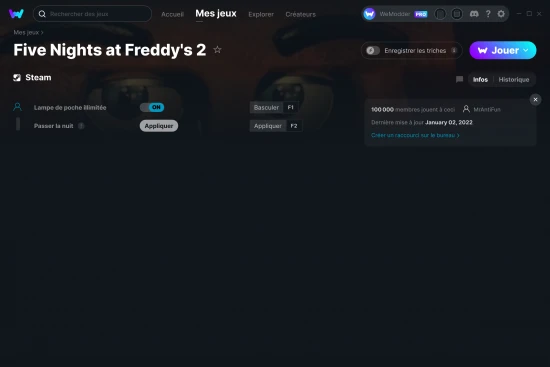 Capture d'écran de triches de Five Nights at Freddy's 2