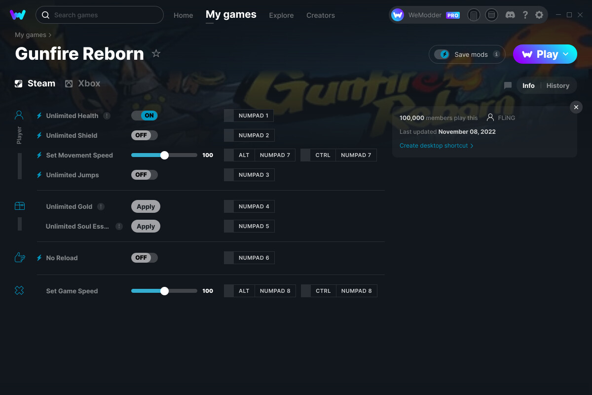 Gunfire Reborn Cheats and Trainer for Xbox Trainers WeMod Community