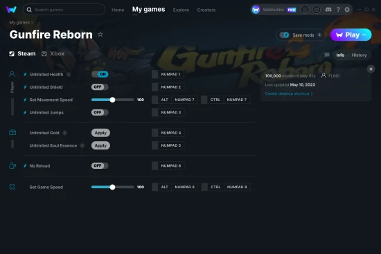 Gunfire Reborn cheats screenshot