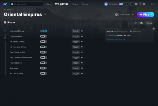 Oriental Empires cheats screenshot