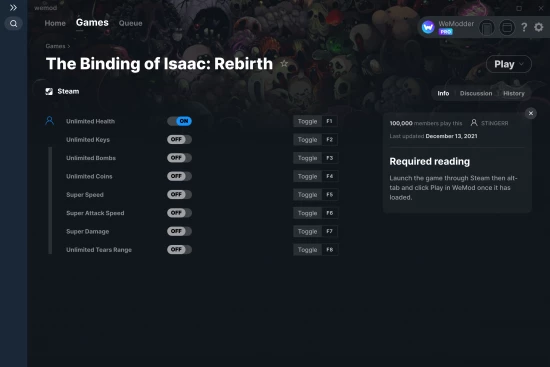 The Binding of Isaac: Rebirth cheats screenshot