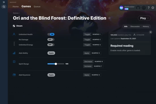 Ori and the Blind Forest: Definitive Edition cheats screenshot