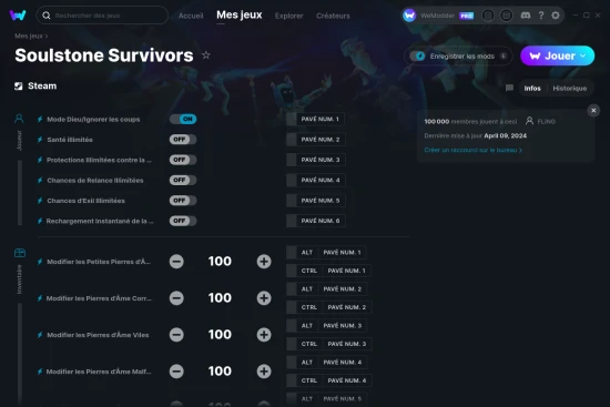 Capture d'écran de triches de Soulstone Survivors