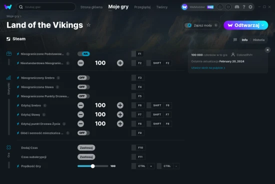 cheaty Land of the Vikings zrzut ekranu