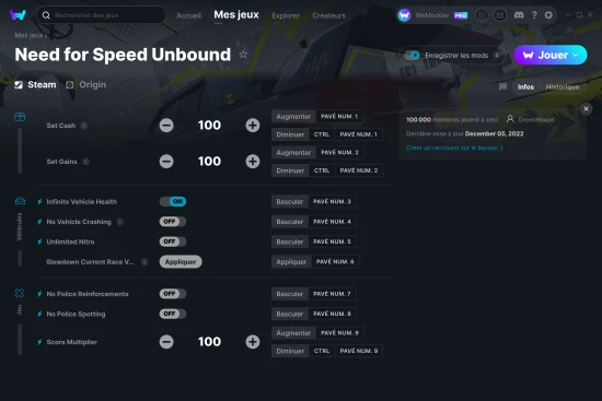 Capture d'écran de triches de Need for Speed Unbound