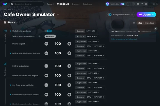 Capture d'écran de triches de Cafe Owner Simulator