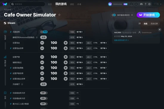 Cafe Owner Simulator 修改器截图