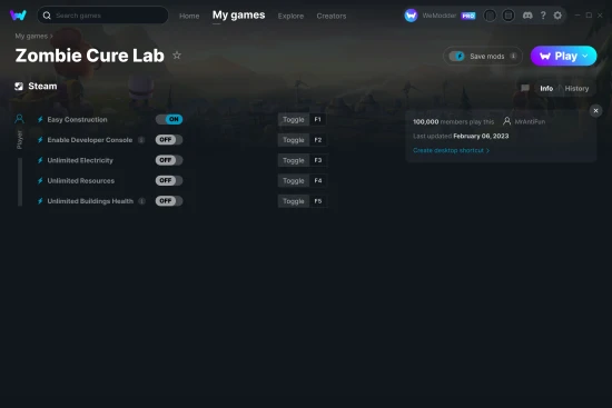 Zombie Cure Lab cheats screenshot
