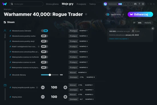 cheaty Warhammer 40,000: Rogue Trader zrzut ekranu