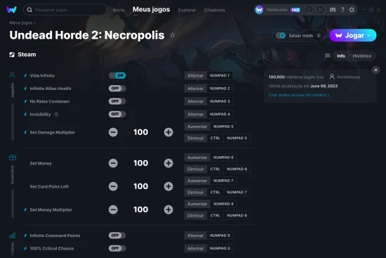 Captura de tela de cheats do Undead Horde 2: Necropolis