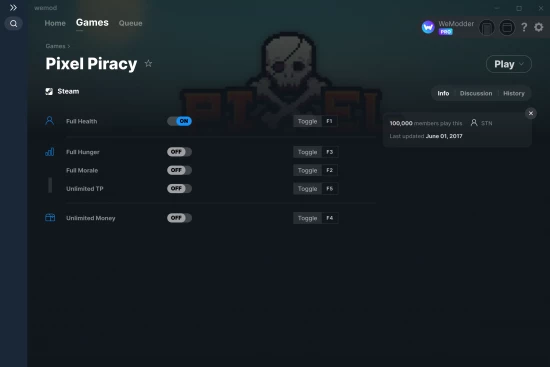 Pixel Piracy cheats screenshot