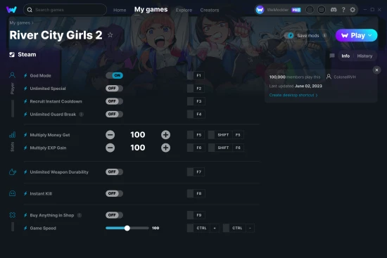 River City Girls 2 cheats screenshot
