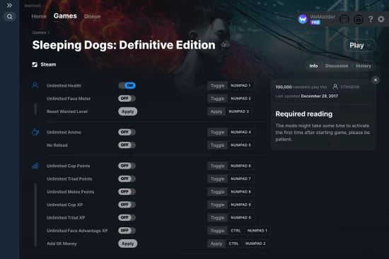 Sleeping Dogs: Definitive Edition cheats screenshot