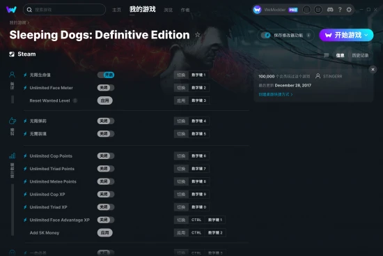 Sleeping Dogs: Definitive Edition 修改器截图