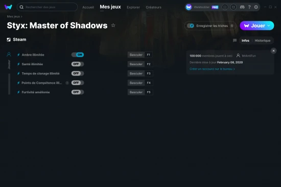 Capture d'écran de triches de Styx: Master of Shadows