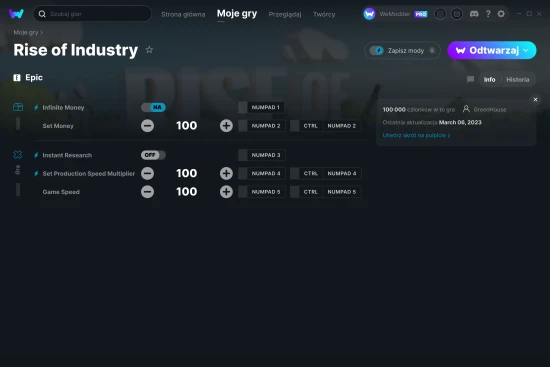 cheaty Rise of Industry zrzut ekranu