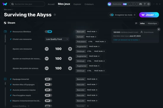 Capture d'écran de triches de Surviving the Abyss