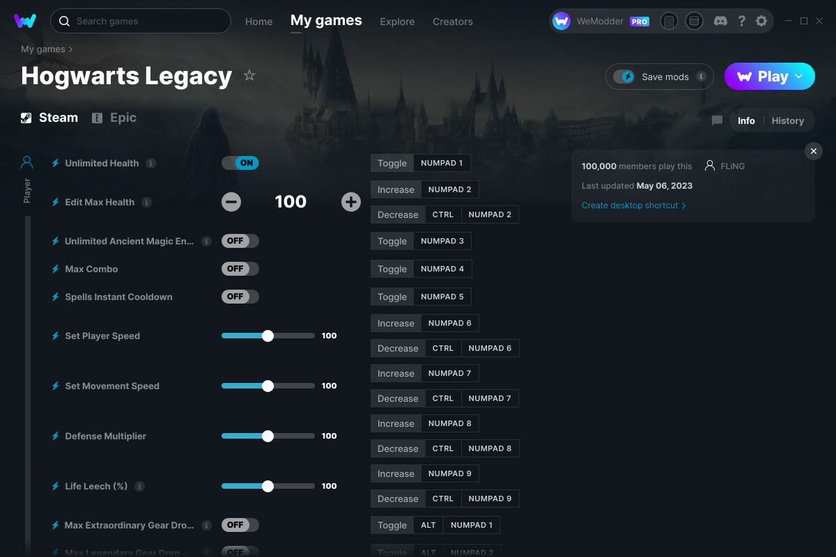 STEAM] Hogwarts Legacy - Open Cheat Tables
