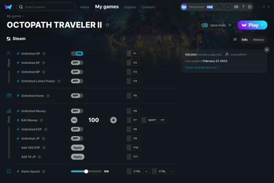 OCTOPATH TRAVELER II cheats screenshot