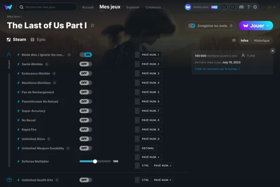 Capture d'écran de triches de The Last of Us Part I