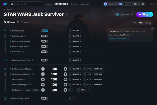 STAR WARS Jedi: Survivor cheats screenshot