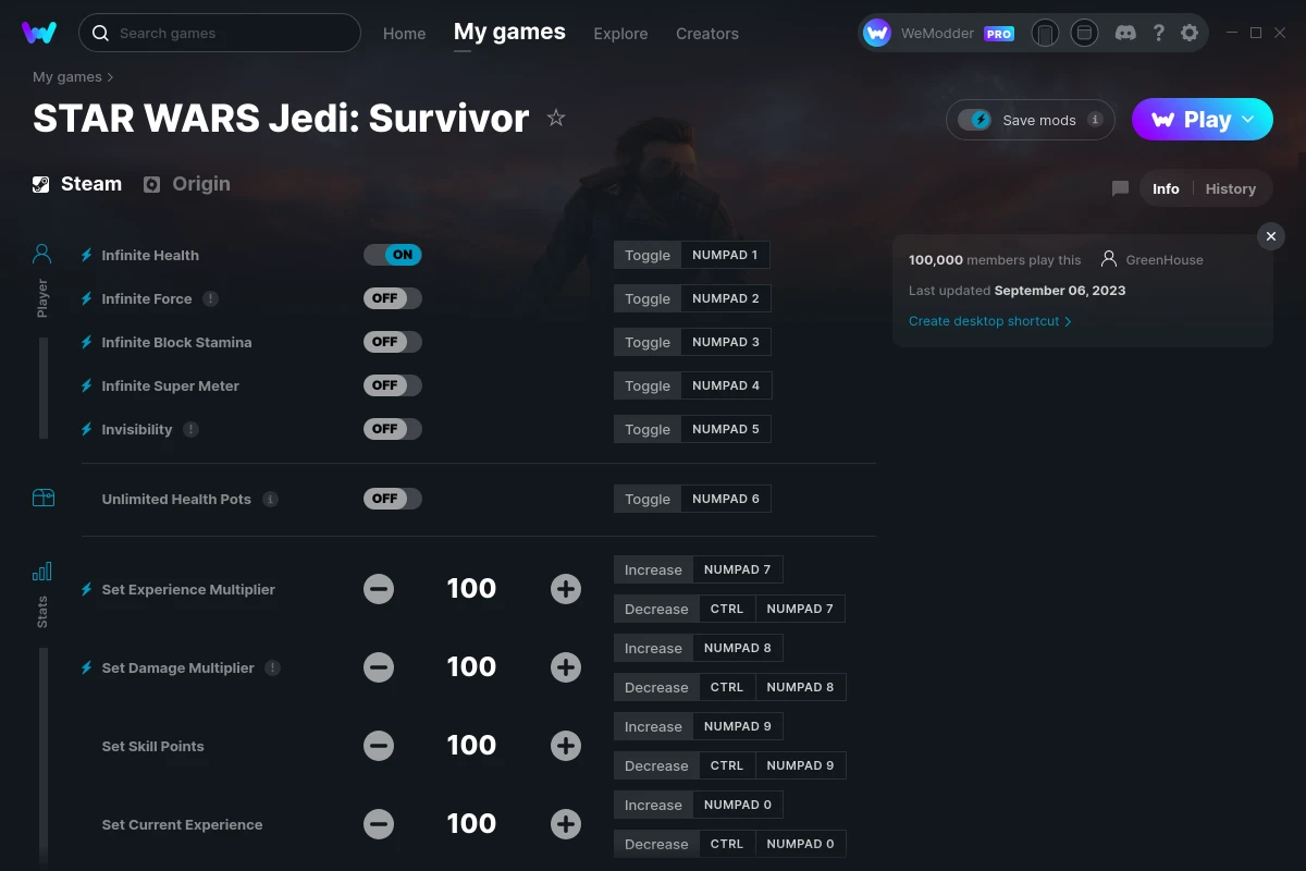 STAR WARS Jedi: Survivor cheats screenshot