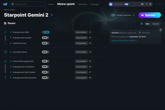 Starpoint Gemini 2 Cheats Screenshot