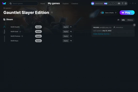 Gauntlet Slayer Edition cheats screenshot