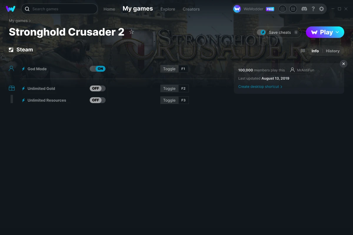 Stronghold Crusader 2 cheats screenshot