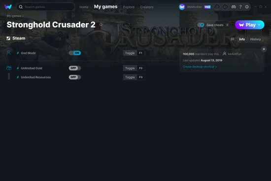 Stronghold Crusader 2 cheats screenshot