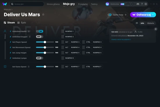 cheaty Deliver Us Mars zrzut ekranu