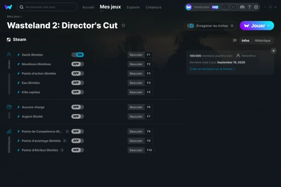 Capture d'écran de triches de Wasteland 2: Director's Cut