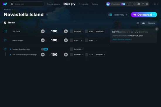 cheaty Novastella Island zrzut ekranu