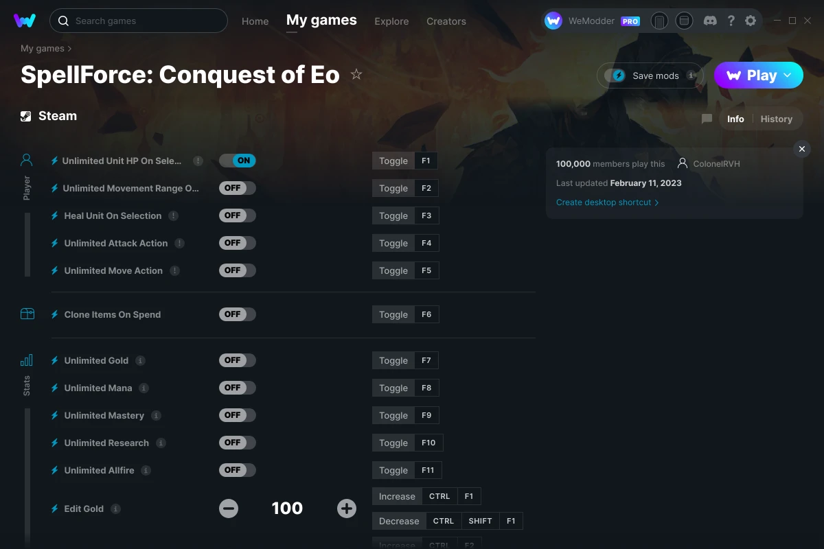 SpellForce: Conquest of Eo cheats screenshot