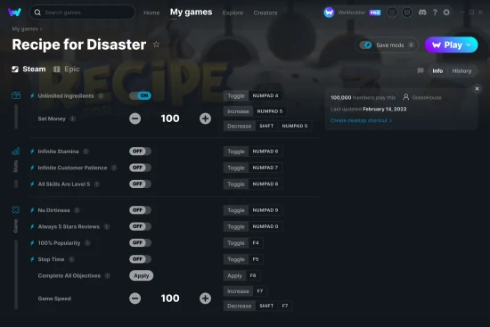 Recipe for Disaster cheats screenshot