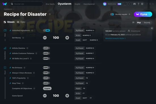 Recipe for Disaster hilelerin ekran görüntüsü