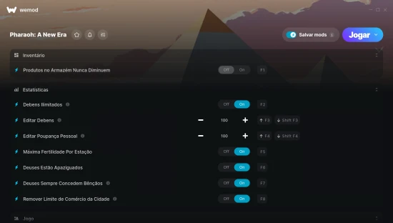 Captura de tela de cheats do Pharaoh: A New Era