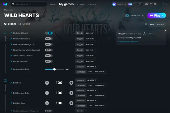 WILD HEARTS cheats screenshot