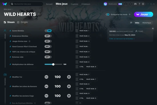 Capture d'écran de triches de WILD HEARTS