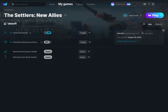 The Settlers: New Allies cheats screenshot