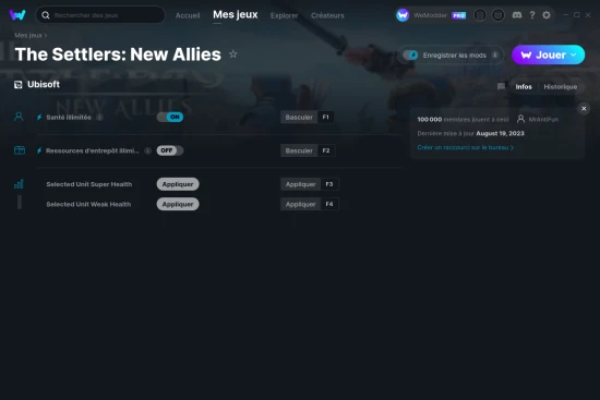 Capture d'écran de triches de The Settlers: New Allies