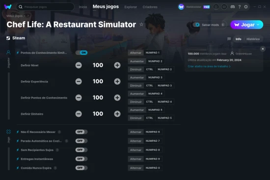 Captura de tela de cheats do Chef Life: A Restaurant Simulator