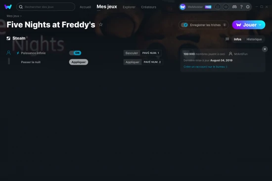 Capture d'écran de triches de Five Nights at Freddy's
