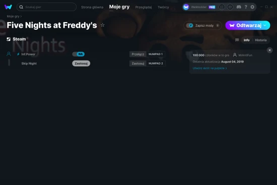 cheaty Five Nights at Freddy's zrzut ekranu