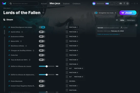 Capture d'écran de triches de Lords of the Fallen