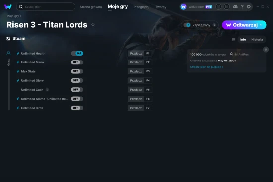 cheaty Risen 3 - Titan Lords zrzut ekranu